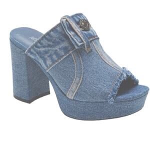 Jeffrey Campbell Magda Denim Jean Slide Platform Heel Size 5